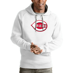 Cincinnati Reds Antigua Victory Pullover Team Logo Hoodie - White - MLB Discount