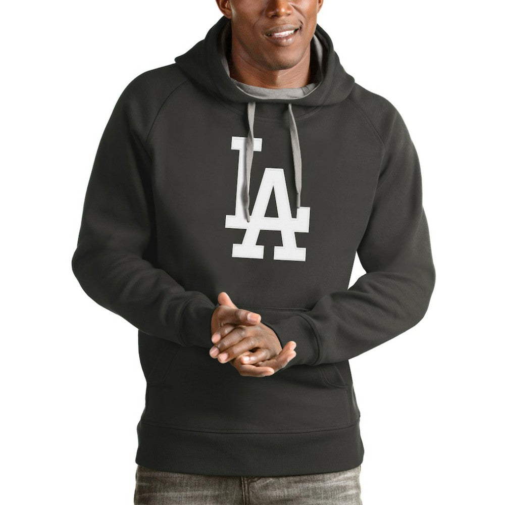 Los Angeles Dodgers Antigua Victory Pullover Team Logo Hoodie - Charcoal - MLB Discount