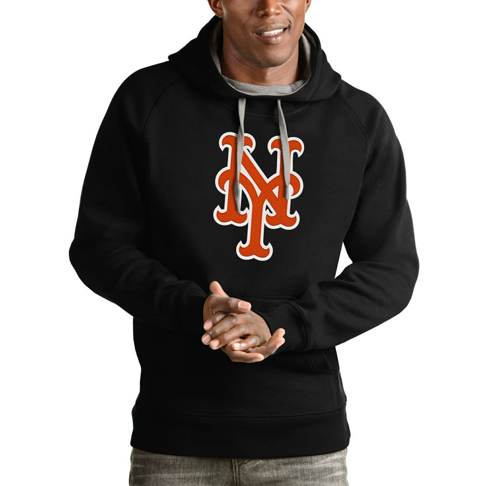 New York Mets Antigua Victory Pullover Team Logo Hoodie - Black - MLB on Sale