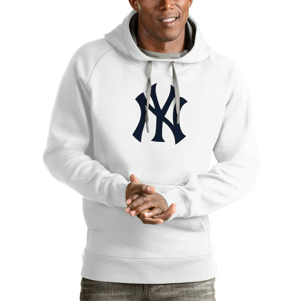 New York Yankees Antigua Victory Pullover Team Logo Hoodie - White - MLB Lifestyle