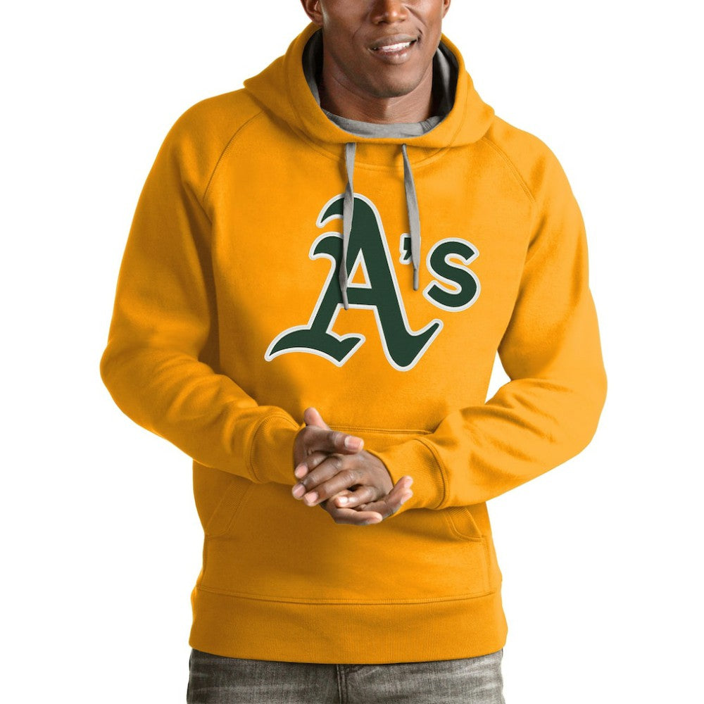 Athletics Antigua Victory Pullover Team Logo Hoodie - Gold - MLB Lifestyle