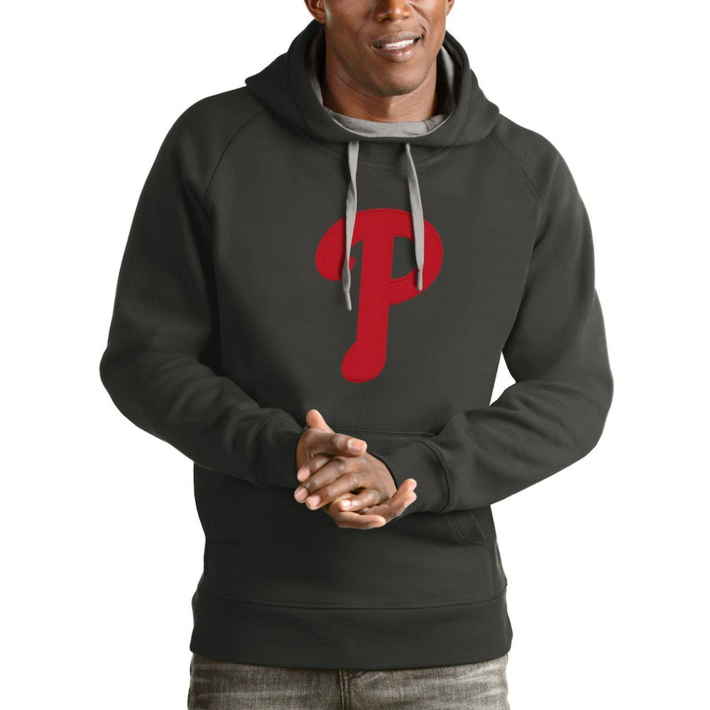 Philadelphia Phillies Antigua Victory Pullover Team Logo Hoodie - Charcoal - MLB Sale