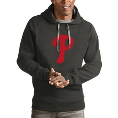Philadelphia Phillies Antigua Victory Pullover Team Logo Hoodie - Charcoal - MLB Sale