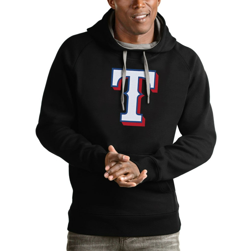 Texas Rangers Antigua Victory Pullover Team Logo Hoodie - Black - MLB on Sale