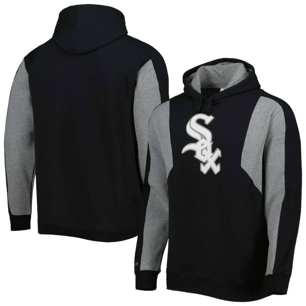 Chicago White Sox Mitchell & Ness Colorblocked Fleece Pullover Hoodie - Black/Gray - Mitchell & Ness on Sale