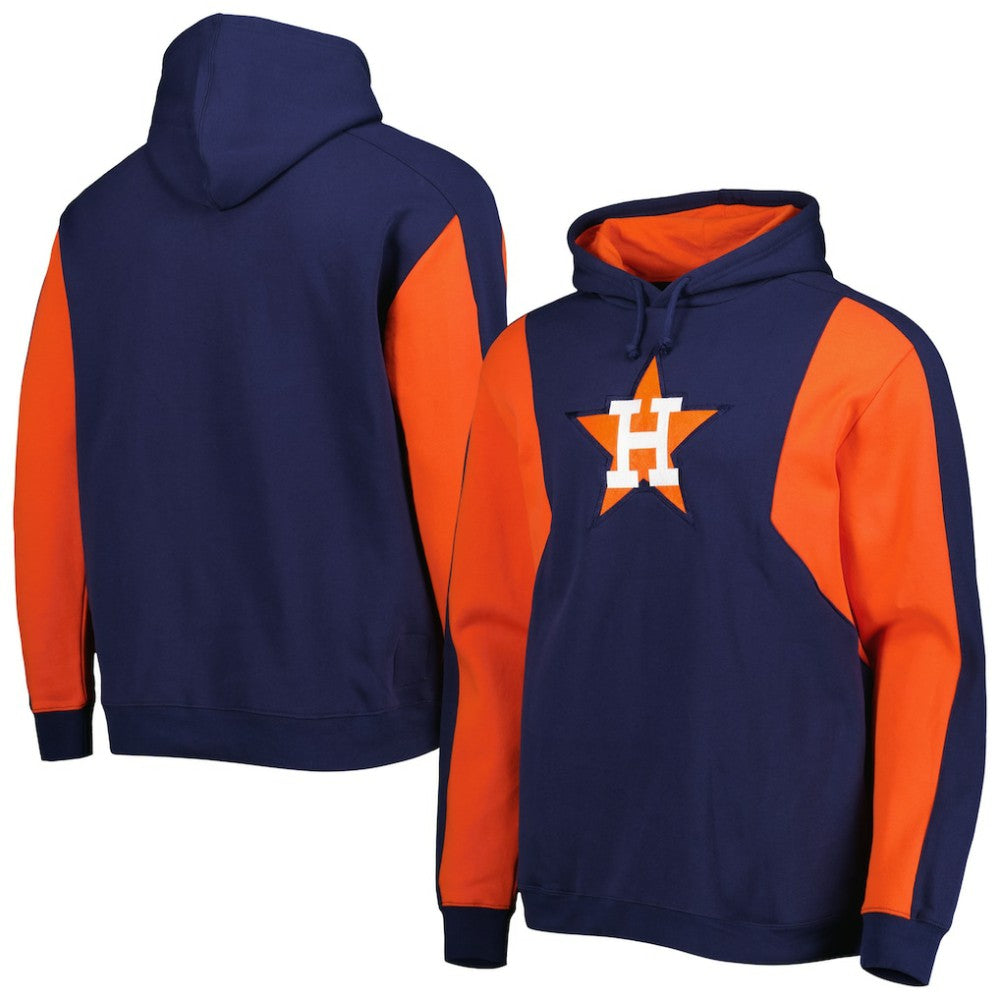 Houston Astros Mitchell & Ness Colorblocked Fleece Pullover Hoodie - Navy/Orange - Mitchell & Ness Discount