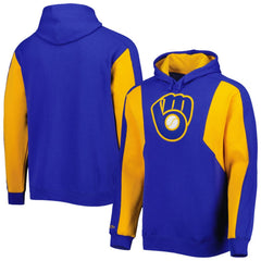Milwaukee Brewers Mitchell & Ness Colorblocked Fleece Pullover Hoodie - Royal/Gold - Mitchell & Ness on Sale