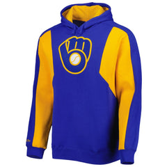 Milwaukee Brewers Mitchell & Ness Colorblocked Fleece Pullover Hoodie - Royal/Gold - Mitchell & Ness on Sale