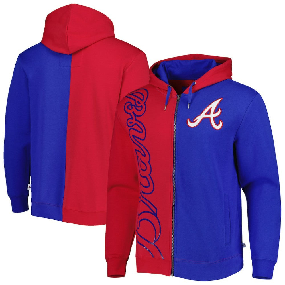 Atlanta Braves Mitchell & Ness Fleece Full-Zip Hoodie - Red/Royal - Mitchell & Ness Sale