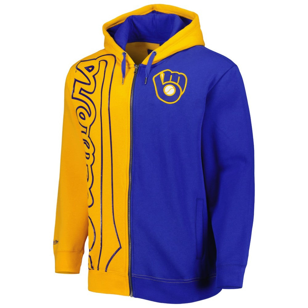 Milwaukee Brewers Mitchell & Ness Fleece Full-Zip Hoodie - Gold/Royal - Mitchell & Ness Discount