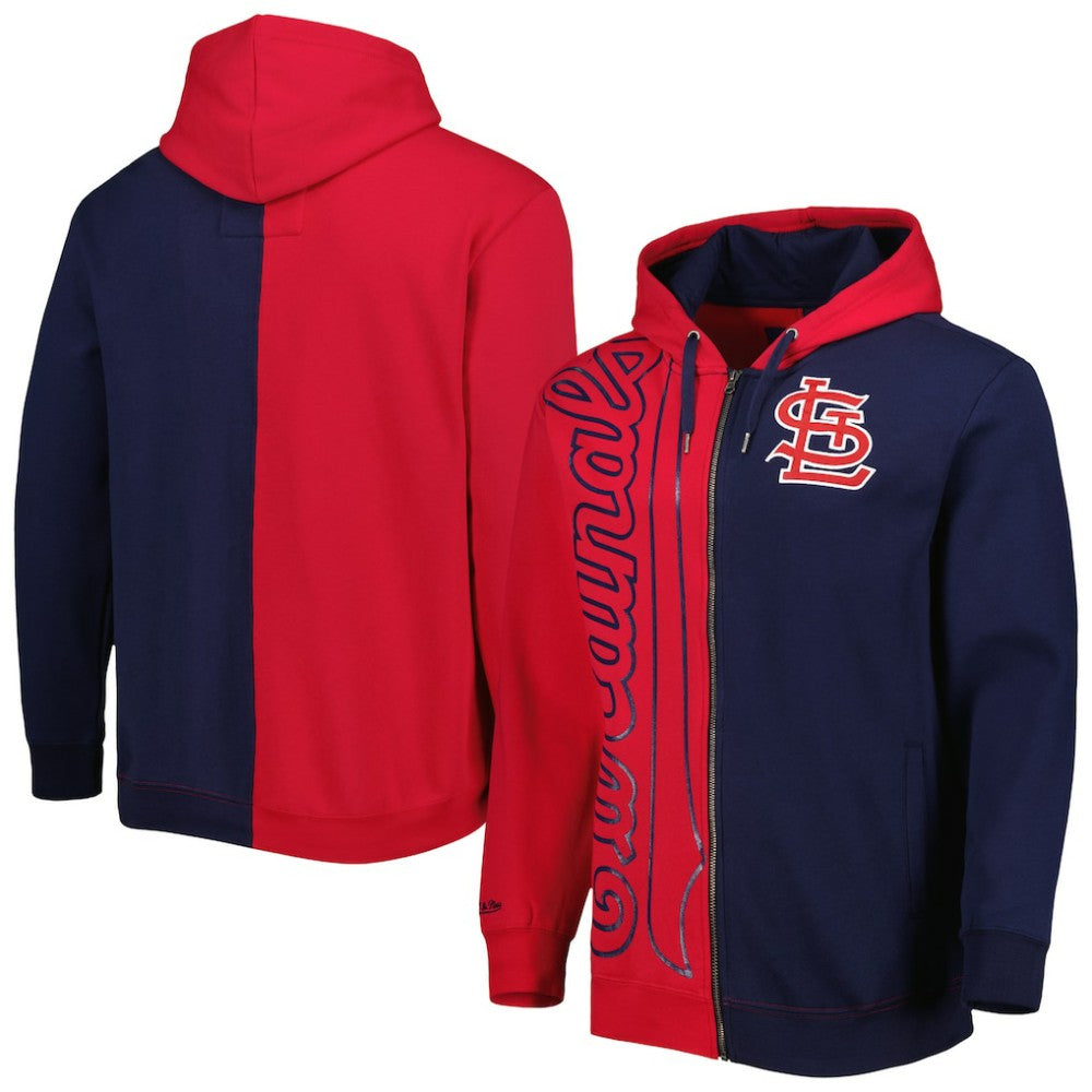 St. Louis Cardinals Mitchell & Ness Fleece Full-Zip Hoodie - Red/Navy - Mitchell & Ness Sale