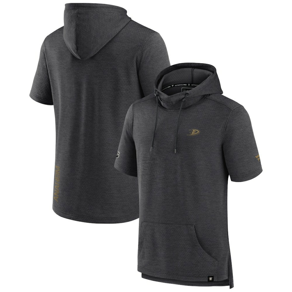 Anaheim Ducks Fanatics Authentic Pro Short Sleeve Pullover Hoodie - Heather Charcoal - NHL 5101484