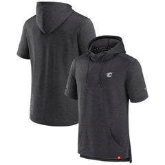 Calgary Flames Fanatics Authentic Pro Short Sleeve Pullover Hoodie - Heather Charcoal - NHL 5101485
