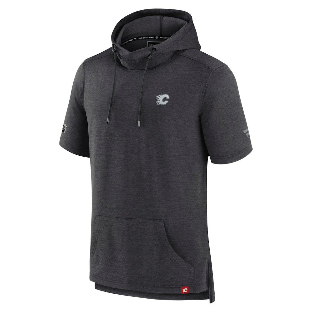 Calgary Flames Fanatics Authentic Pro Short Sleeve Pullover Hoodie - Heather Charcoal - NHL 5101485