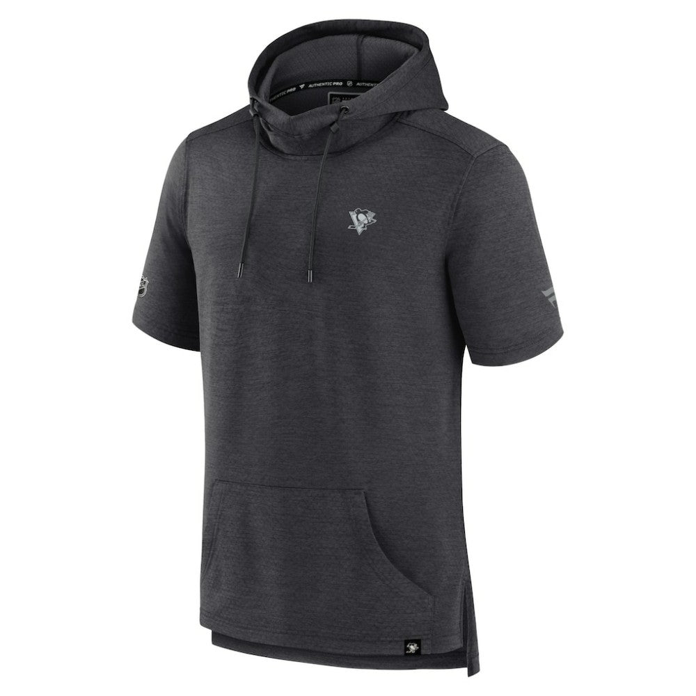 Pittsburgh Penguins Fanatics Authentic Pro Short Sleeve Pullover Hoodie - Heather Charcoal - NHL 5101492