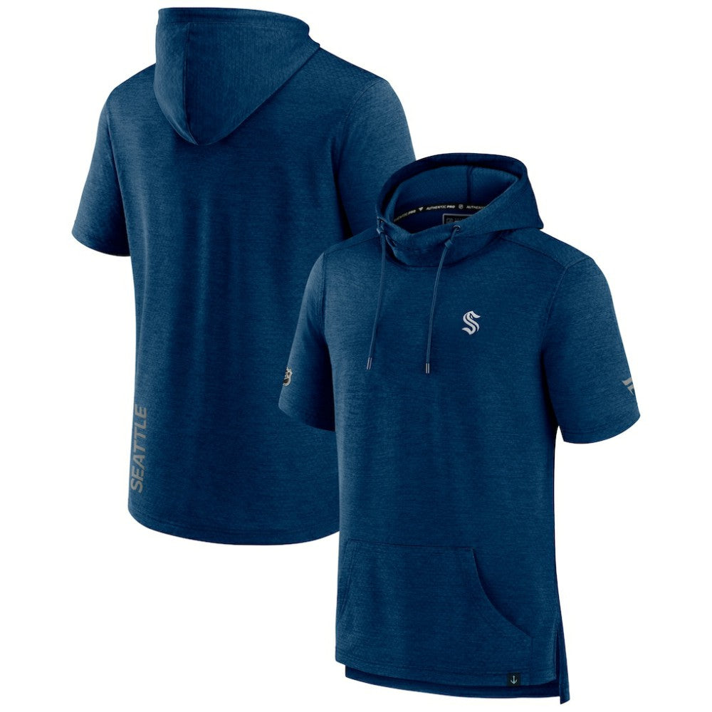Seattle Kraken Fanatics Authentic Pro Short Sleeve Pullover Hoodie - Heather Navy - NHL 5101497