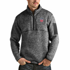 USMNT Antigua Fortune Quarter-Zip Pullover Jacket Heather Charcoal