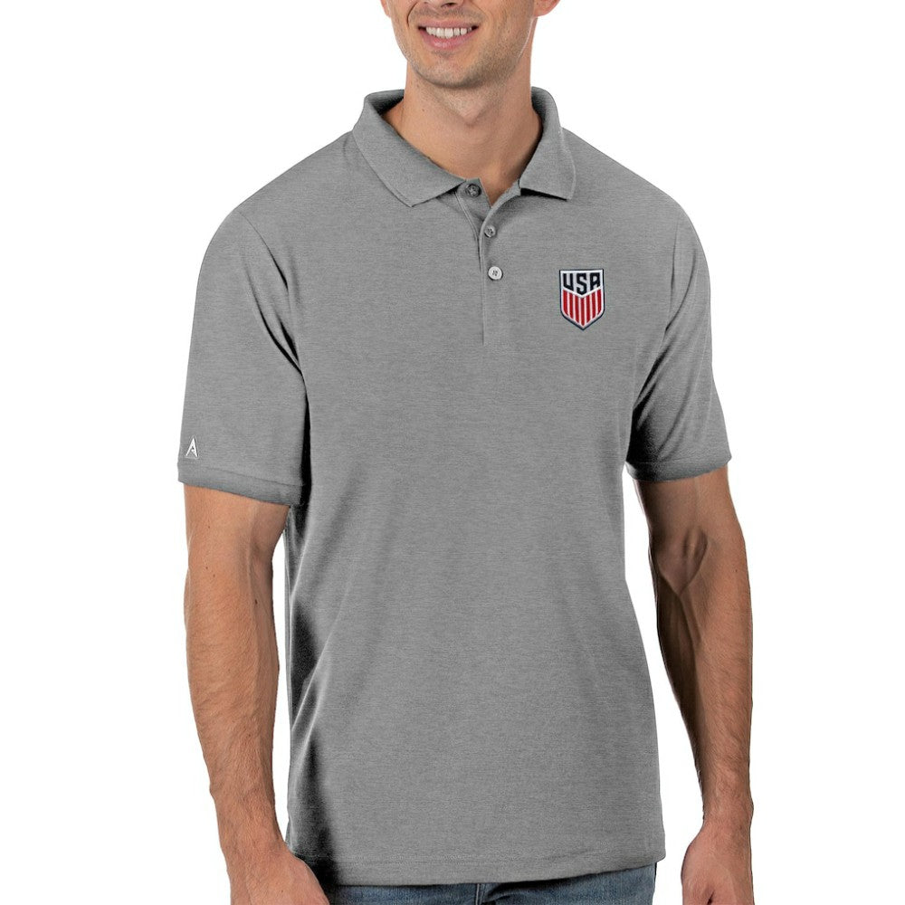 USMNT Antigua Legacy Pique Polo Gray