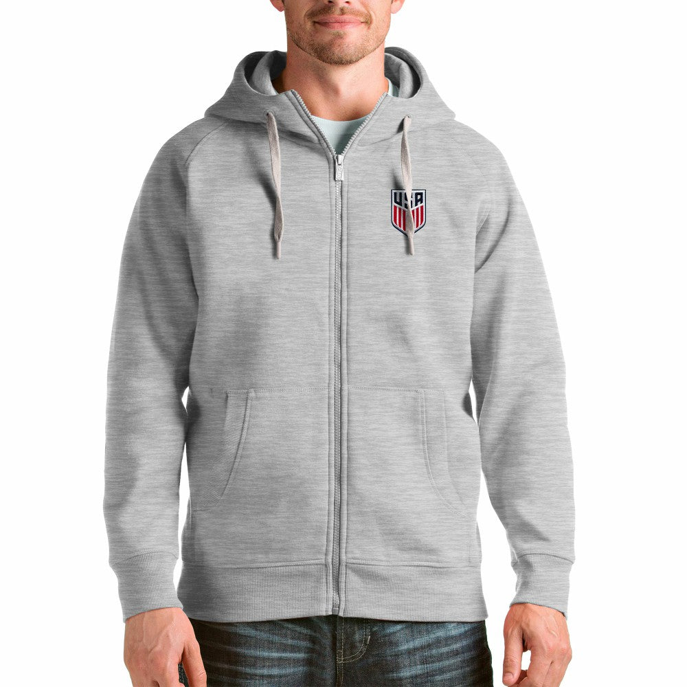USMNT Antigua Victory Full-Zip Hoodie Gray