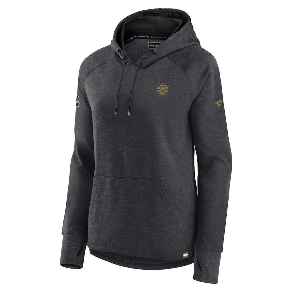 Boston Bruins Fanatics Women's Authentic Pro Pullover Hoodie - Heather Charcoal - NHL 5102223