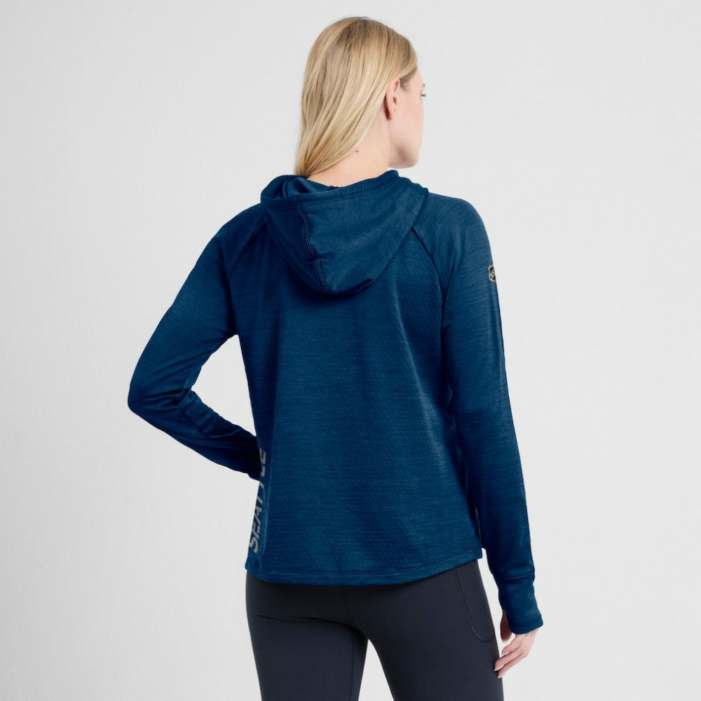 Seattle Kraken Fanatics Women's Authentic Pro Pullover Hoodie - Heather Deep Sea Blue - NHL 5102231