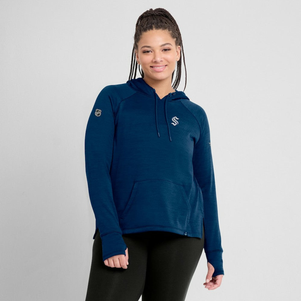 Seattle Kraken Fanatics Women's Authentic Pro Pullover Hoodie - Heather Deep Sea Blue - NHL 5102231