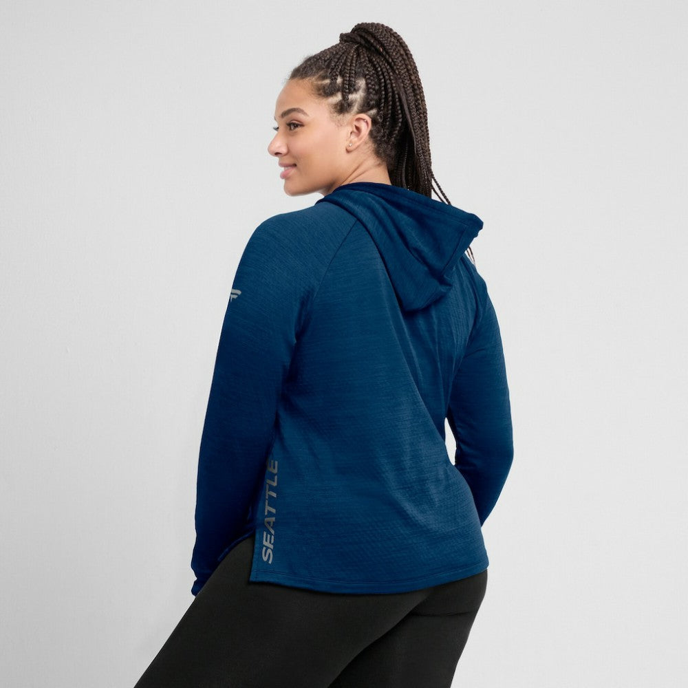 Seattle Kraken Fanatics Women's Authentic Pro Pullover Hoodie - Heather Deep Sea Blue - NHL 5102231
