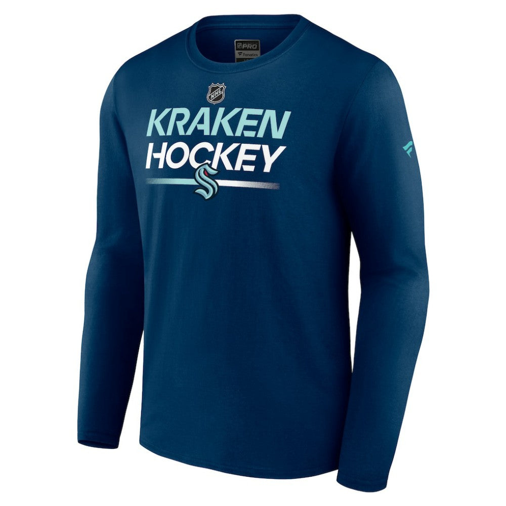 Seattle Kraken Fanatics Authentic Pro Primary Long Sleeve T-Shirt - Deep Sea Blue - NHL 5103603