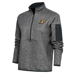 Anaheim Ducks Antigua Women's Team Logo Fortune Quarter-Zip Jacket - Heather Charcoal - NHL 5104378