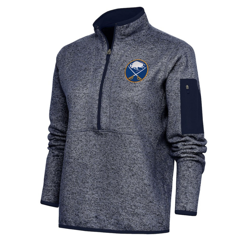 Buffalo Sabres Antigua Women's Team Logo Fortune Quarter-Zip Jacket - Heather Navy - NHL 5104395