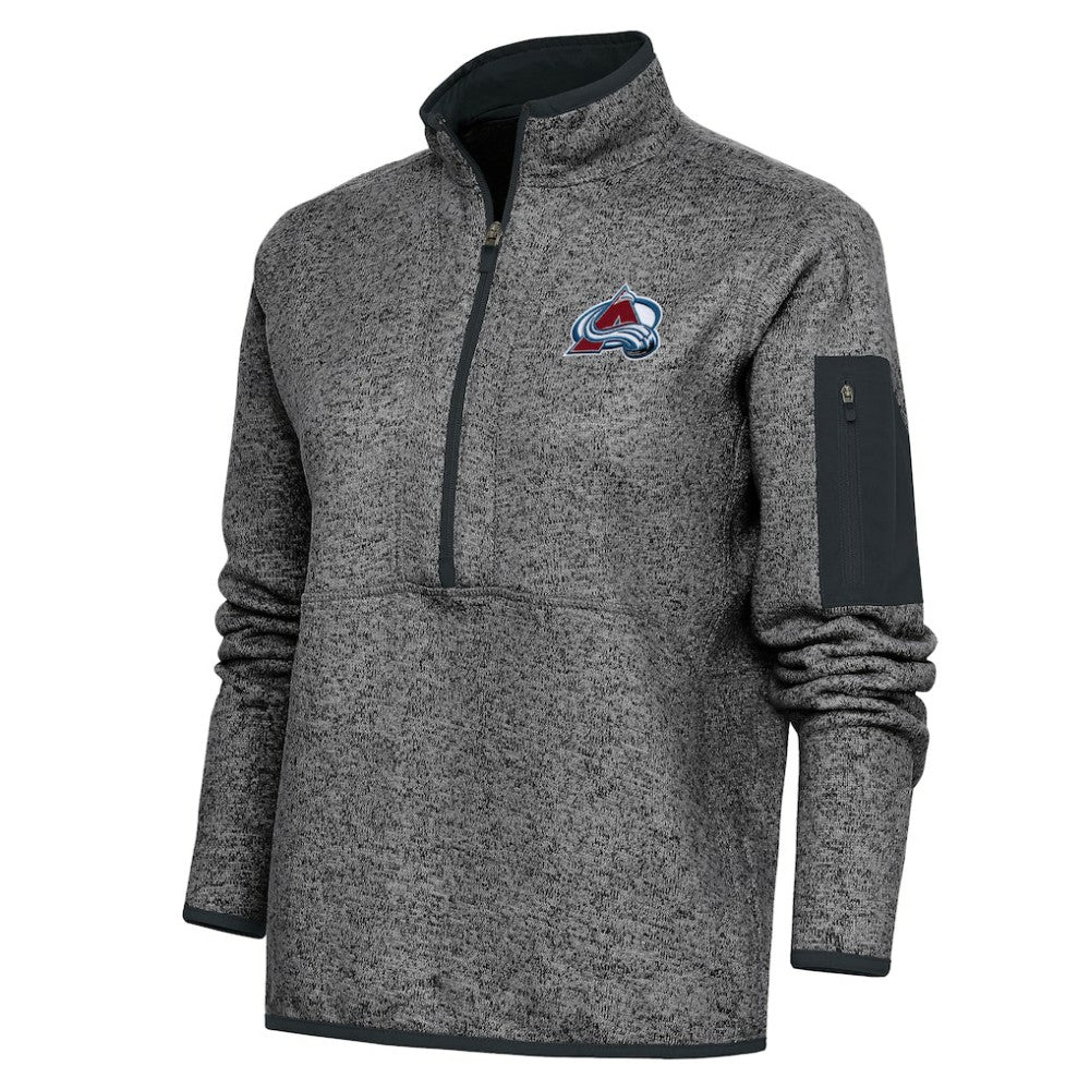 Colorado Avalanche Antigua Women's Team Logo Fortune Quarter-Zip Jacket - Heather Charcoal - NHL 5104409