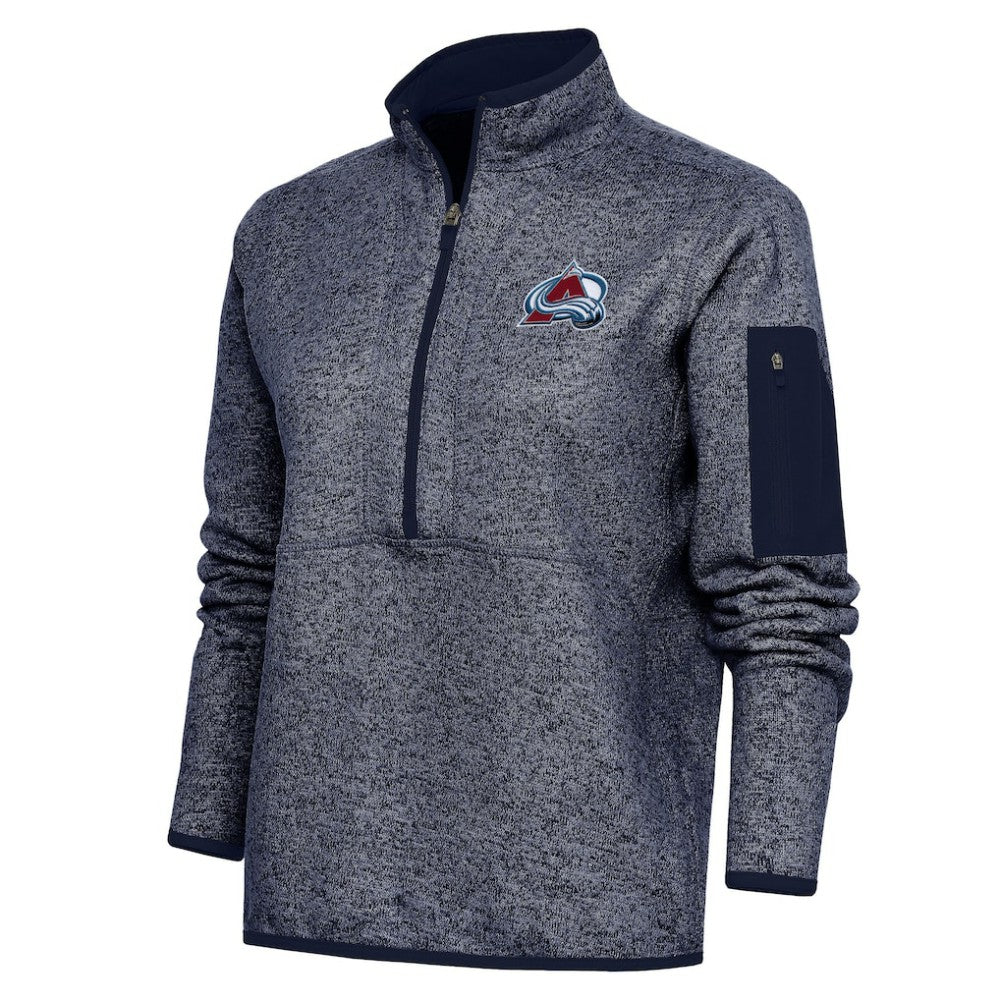 Colorado Avalanche Antigua Women's Team Logo Fortune Quarter-Zip Jacket - Heather Navy - NHL 5104411