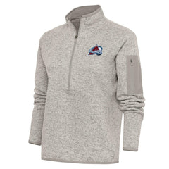 Colorado Avalanche Antigua Women's Team Logo Fortune Quarter-Zip Jacket - Oatmeal - NHL 5104412