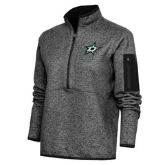 Dallas Stars Antigua Women's Team Logo Fortune Quarter-Zip Jacket - Heather Black - NHL 5104417