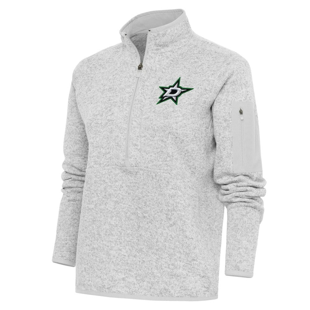 Dallas Stars Antigua Women's Team Logo Fortune Quarter-Zip Jacket - Heather Gray - NHL 5104419