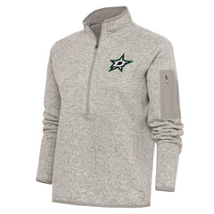 Dallas Stars Antigua Women's Team Logo Fortune Quarter-Zip Jacket - Oatmeal - NHL 5104420