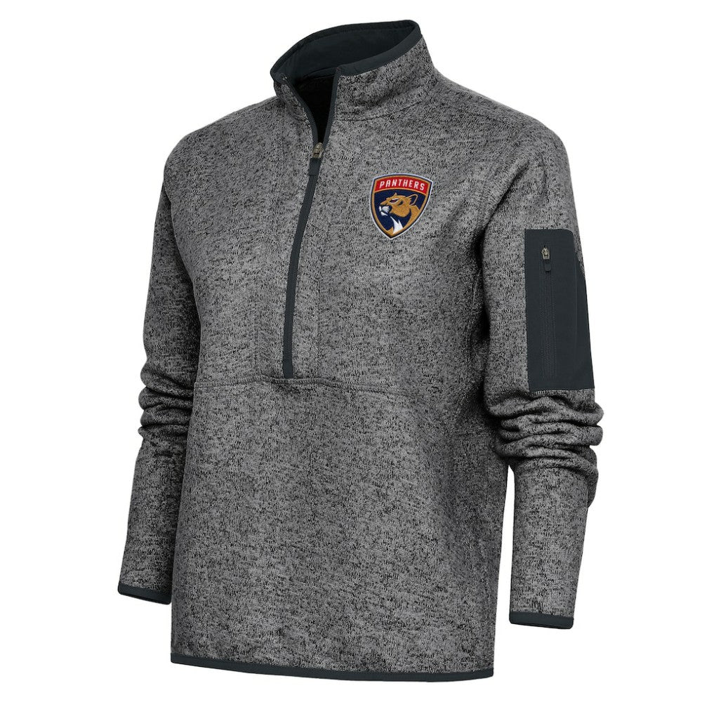 Florida Panthers Antigua Women's Team Logo Fortune Quarter-Zip Jacket - Heather Charcoal - NHL 5104429