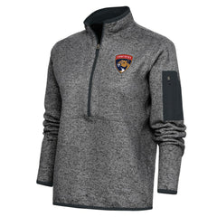 Florida Panthers Antigua Women's Team Logo Fortune Quarter-Zip Jacket - Heather Charcoal - NHL 5104429