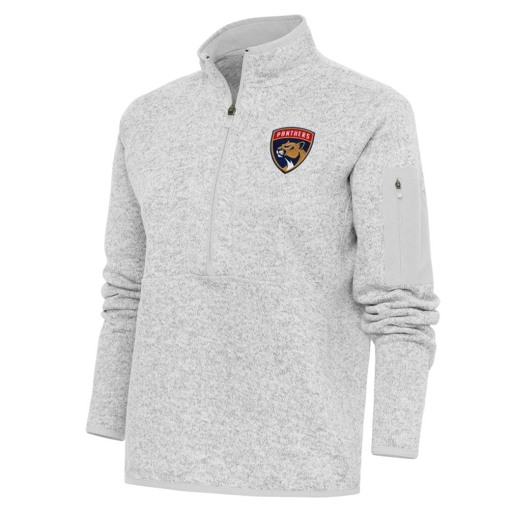 Florida Panthers Antigua Women's Team Logo Fortune Quarter-Zip Jacket - Heather Gray - NHL 5104430