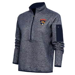 Florida Panthers Antigua Women's Team Logo Fortune Quarter-Zip Jacket - Heather Navy - NHL 5104431