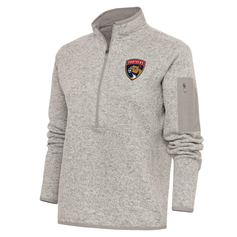 Florida Panthers Antigua Women's Team Logo Fortune Quarter-Zip Jacket - Oatmeal - NHL 5104432