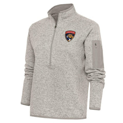 Florida Panthers Antigua Women's Team Logo Fortune Quarter-Zip Jacket - Oatmeal - NHL 5104432