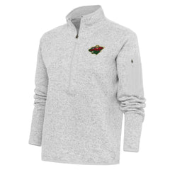 Minnesota Wild Antigua Women's Team Logo Fortune Quarter-Zip Jacket - Heather Gray - NHL 5104438
