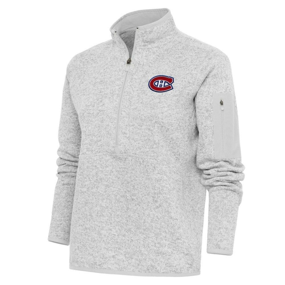 Montreal Canadiens Antigua Women's Team Logo Fortune Quarter-Zip Jacket - Heather Gray - NHL 5104441