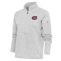 Montreal Canadiens Antigua Women's Team Logo Fortune Quarter-Zip Jacket - Heather Gray - NHL 5104441
