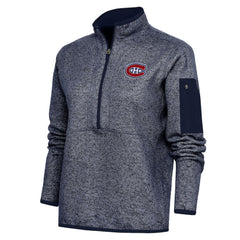 Montreal Canadiens Antigua Women's Team Logo Fortune Quarter-Zip Jacket - Heather Navy - NHL 5104442