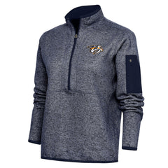 Nashville Predators Antigua Women's Team Logo Fortune Quarter-Zip Jacket - Heather Navy - NHL 5104446