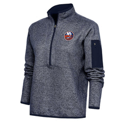 New York Islanders Antigua Women's Team Logo Fortune Quarter-Zip Jacket - Heather Navy - NHL 5104454