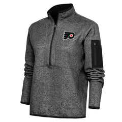 Philadelphia Flyers Antigua Women's Team Logo Fortune Quarter-Zip Jacket - Heather Black - NHL 5104464