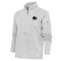 San Jose Sharks Antigua Women's Team Logo Fortune Quarter-Zip Jacket - Heather Gray - NHL 5104474